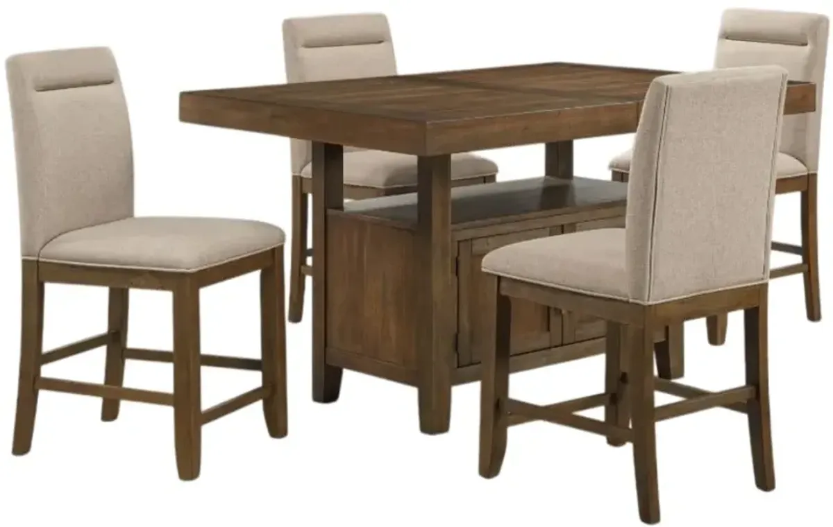 Steve Silver Co. Garland 5-Piece Distressed Toffee/Gray Counter Height Dining Table Set