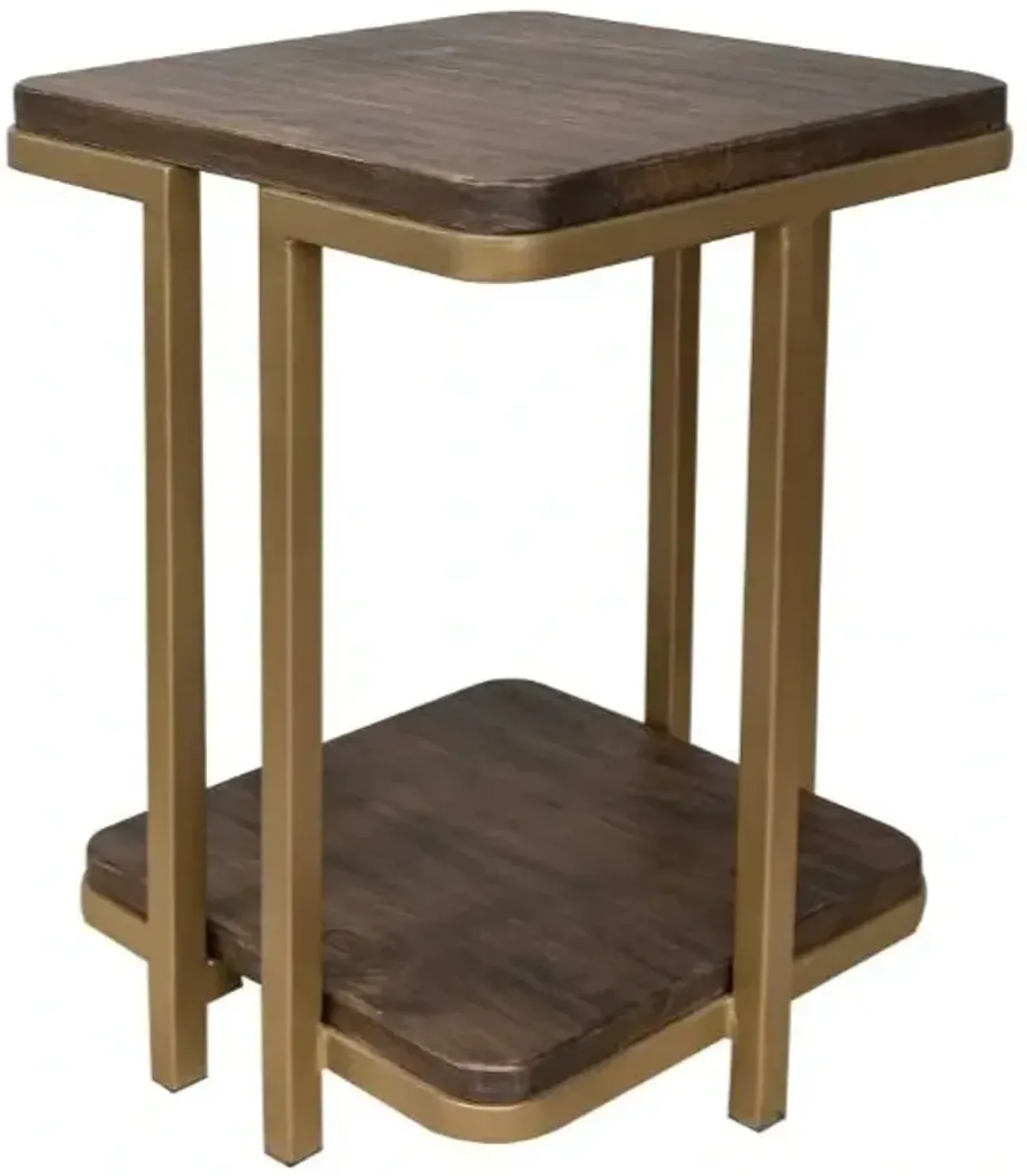 International Furniture Direct Onix Cocoa Brown Chairside Table with Gold Frame