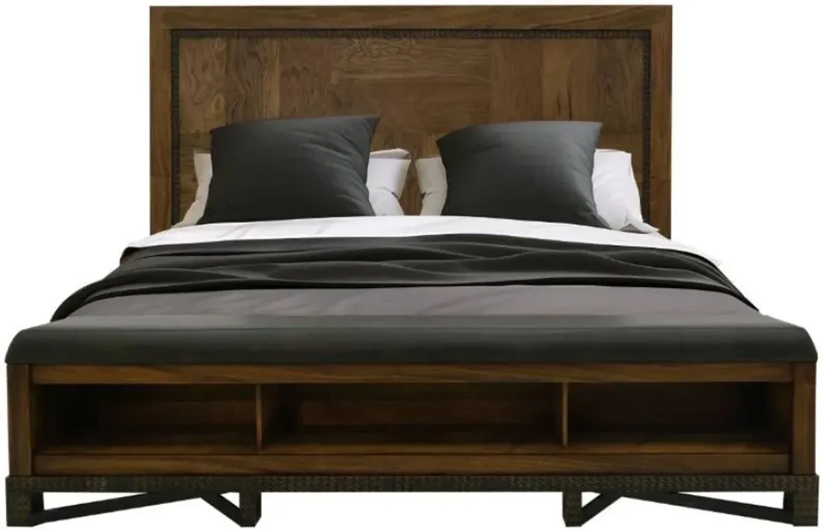 International Furniture Direct Walnut Reddish Brown Queen Panel Bed