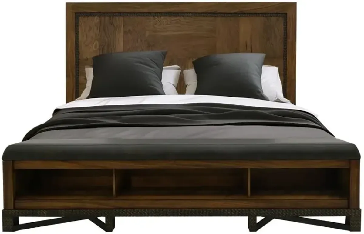 International Furniture Direct Walnut 3-Piece Brown Queen Bedroom Set