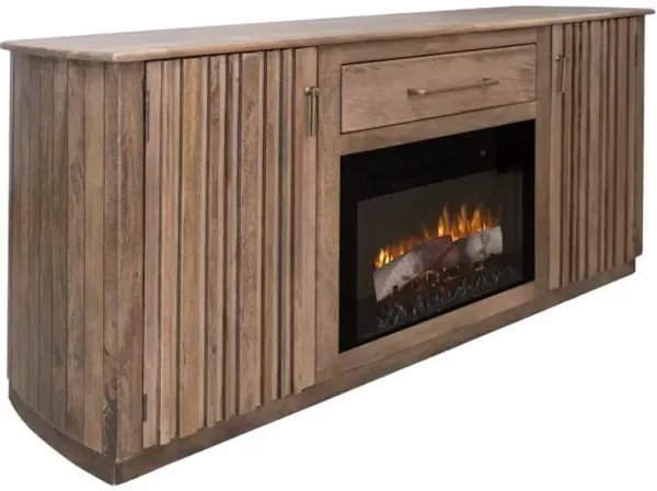International Furniture Direct Mezquite Natural Brown Fireplace TV Stand