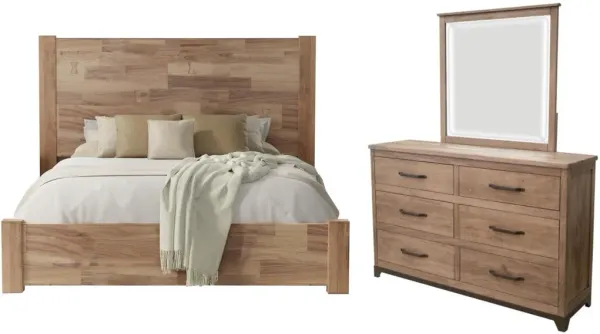 International Furniture Direct Natural Parota 3-Piece Brown King Bedroom Set