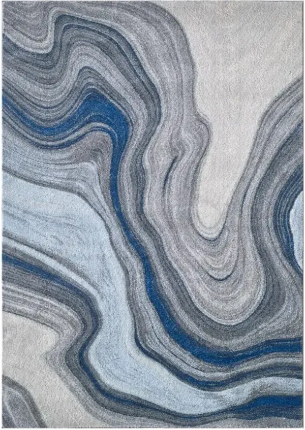KAS Rugs Illusions Blue/Gray Marble 5'x8' Area Rug