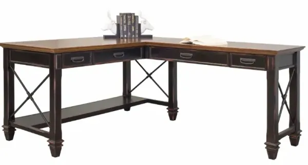 Martin Furniture Hartford Black/Brown L-Shaped Desk