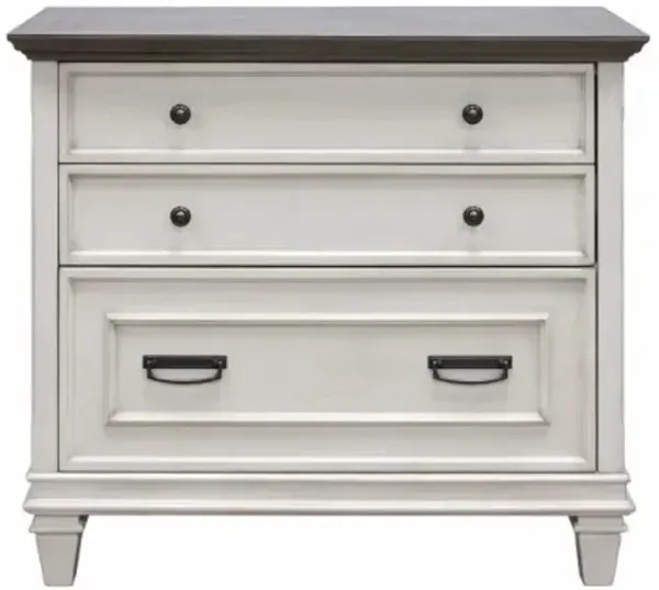 Martin Furniture Hartford  Linen White with Gray Patterned Top Lateral File
