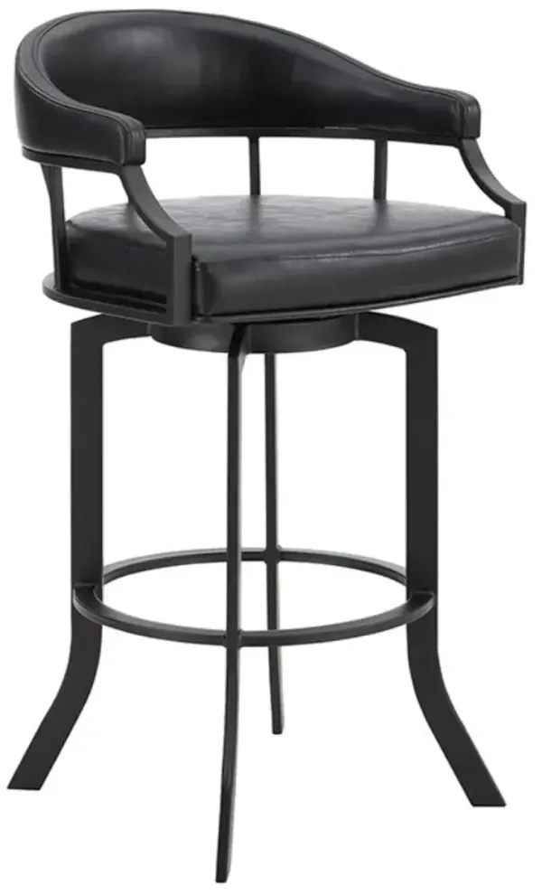 Armen Living Edy Black Swivel Bar Stool