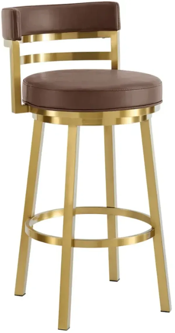 Armen Living Madrid Gold/Vintage Coffee Swivel Counter Stool
