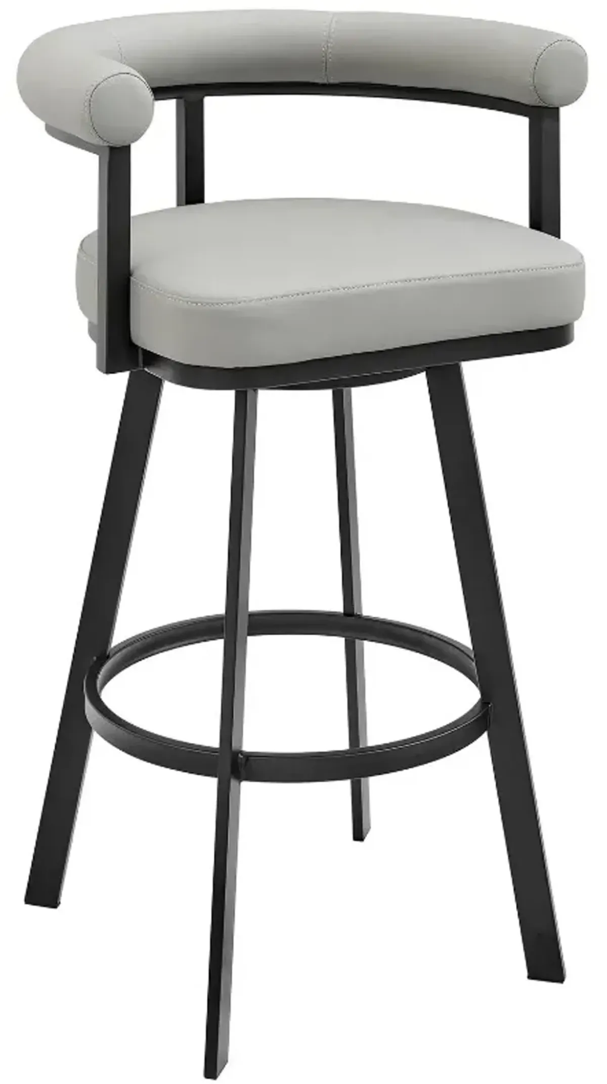 Armen Living Magnolia Light Grey/Matte Black 30'' Barstool