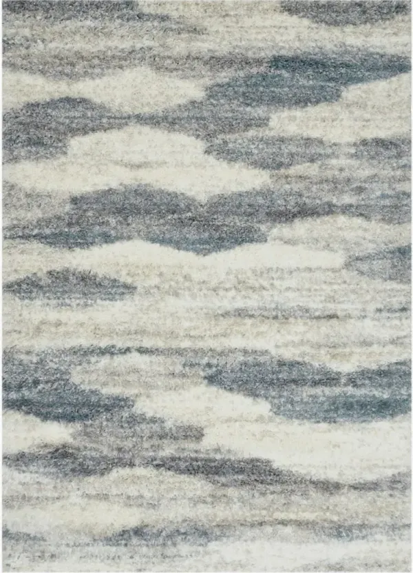 KAS Rugs Phoenix Ivory/Slate Blue Tiles 5'x8' Area Rug
