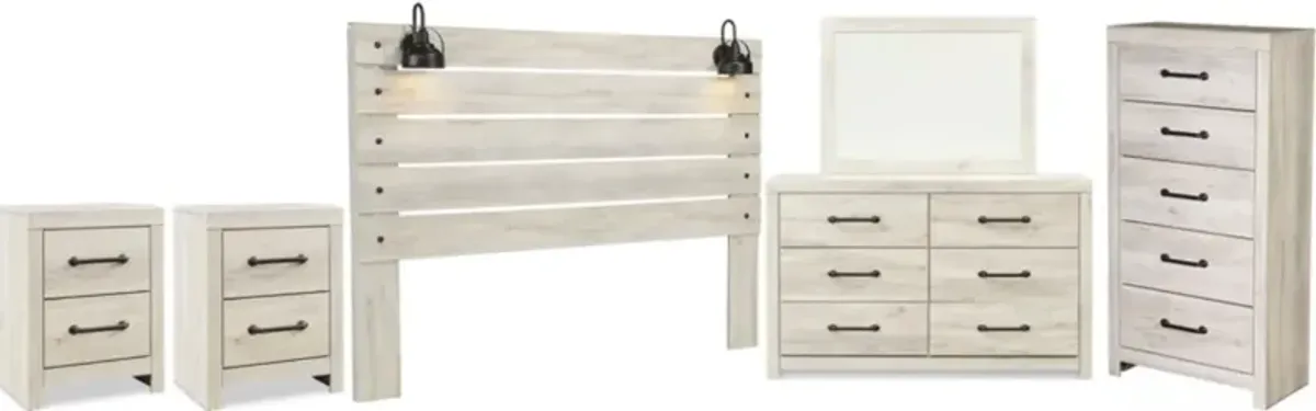 Signature Design by Ashley® Cambeck 6-Piece Whitewash King Panel Headboard Bedroom Set