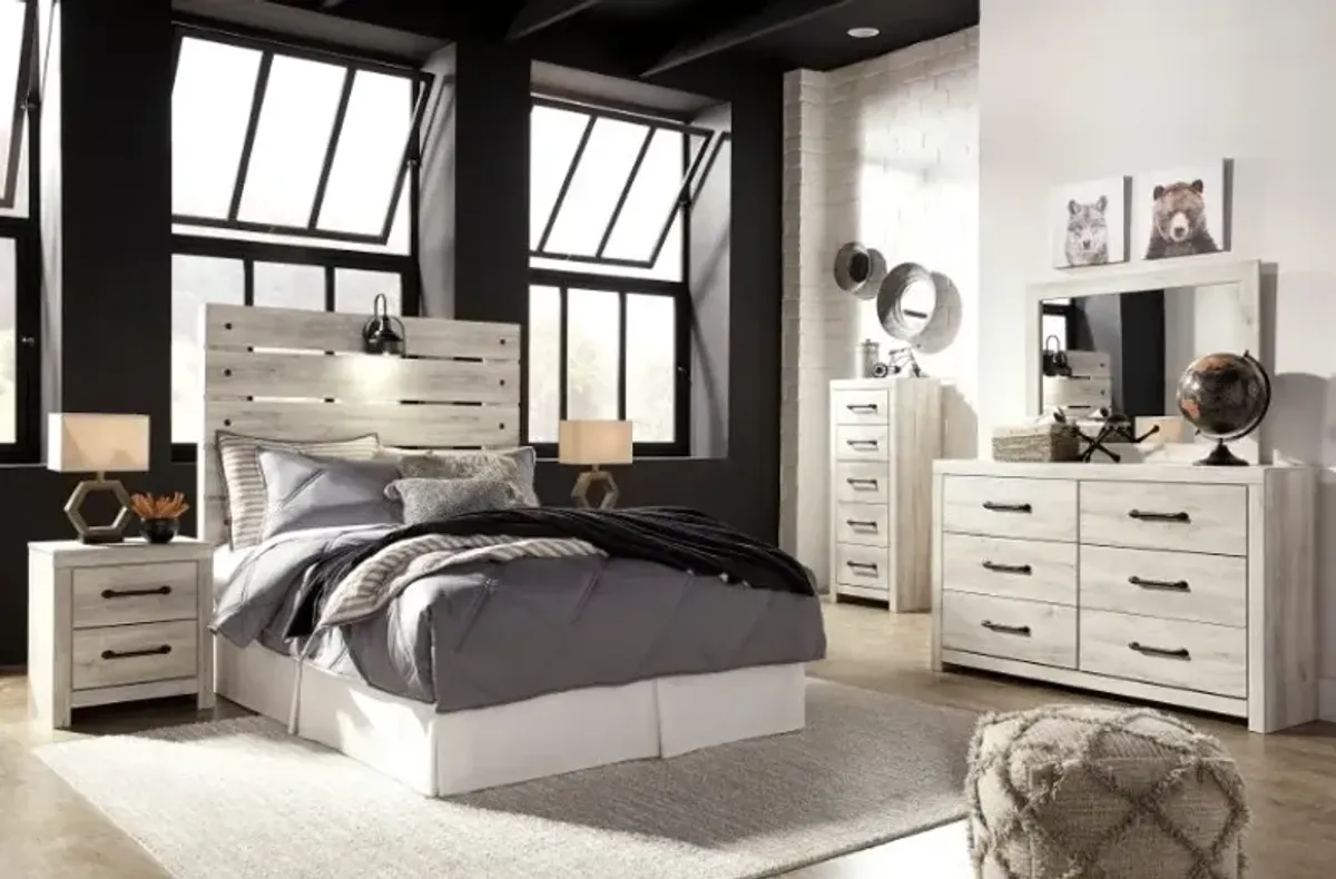 Signature Design by Ashley® Cambeck 5-Piece Whitewash White King Panel Bed Set