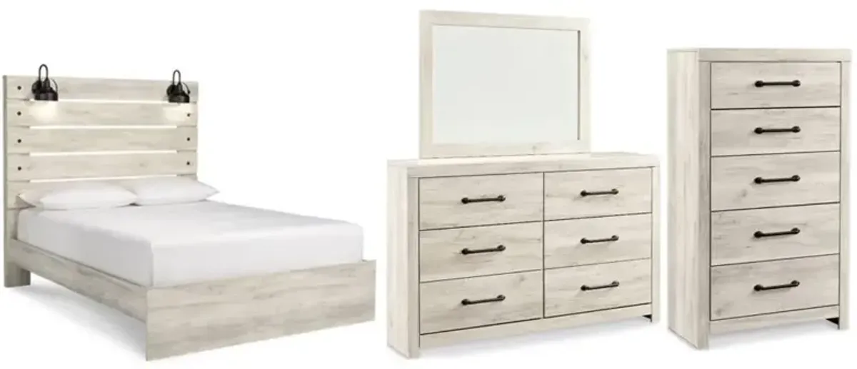 Signature Design by Ashley® Cambeck 4-Piece Whitewash Queen Panel Bed Set