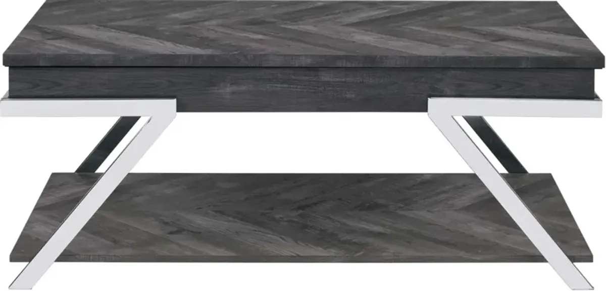 Steve Silver Co. Roma Shadow Gray Cocktail Table with Chrome Base