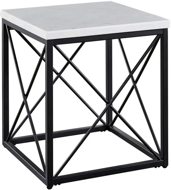 Steve Silver Co. Skyler White End Table with Black Base