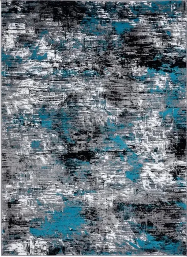 MDA Rugs Samos Black/Blue/Gray 5'x7' Area Rug