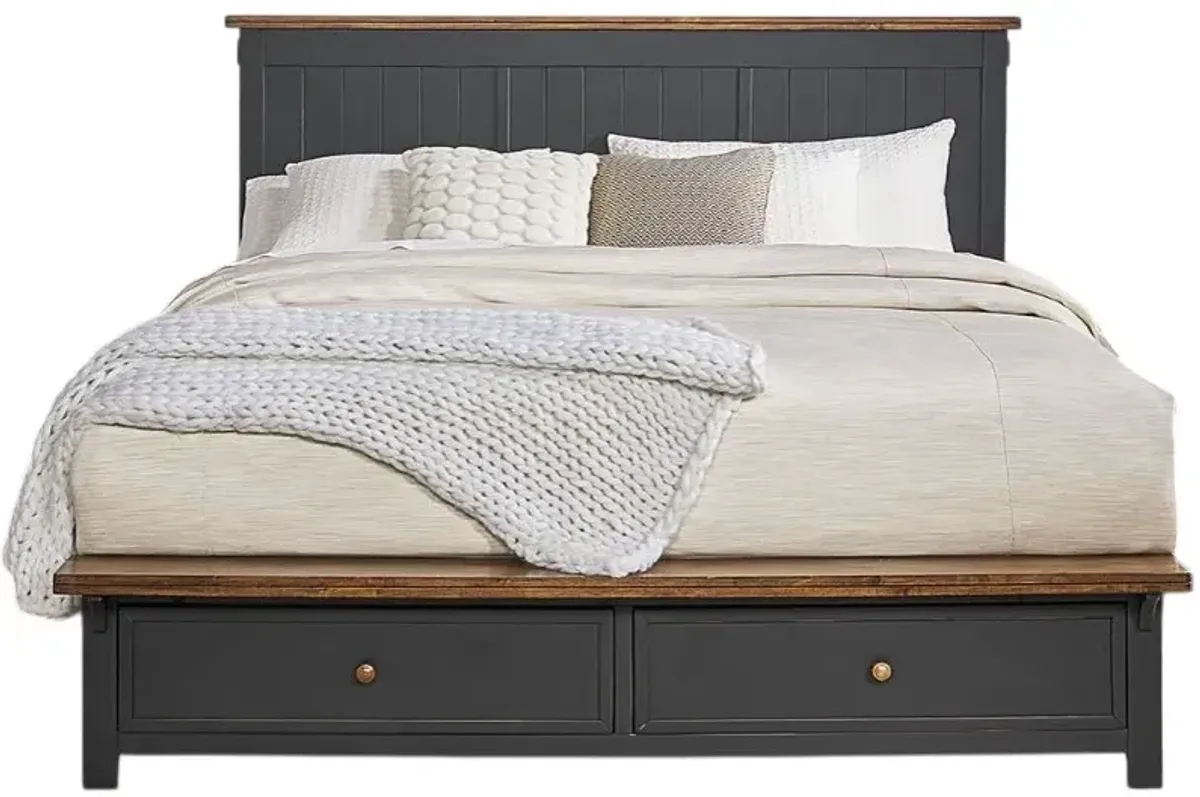 A-America® Stormy Ridge Chickory Black Queen Storage Panel Bed