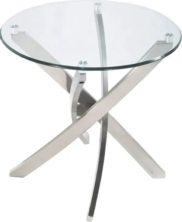 Magnussen Home® Zila Glass Top Round End Table with Brushed Nickel Base