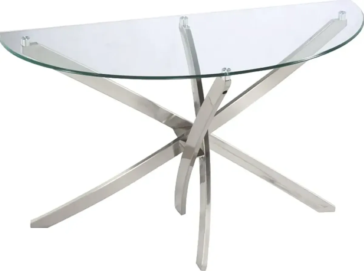 Magnussen Home® Zila Brushed Nickel/Glass Demilune Sofa Table