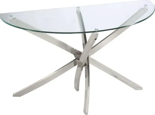 Magnussen Home® Zila Brushed Nickel/Glass Demilune Sofa Table