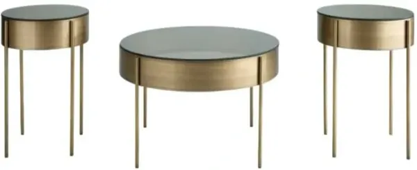 Signature Design by Ashley® Jettaya 3-Piece Glass Top Occassional Table Set with Brushed Brass Base