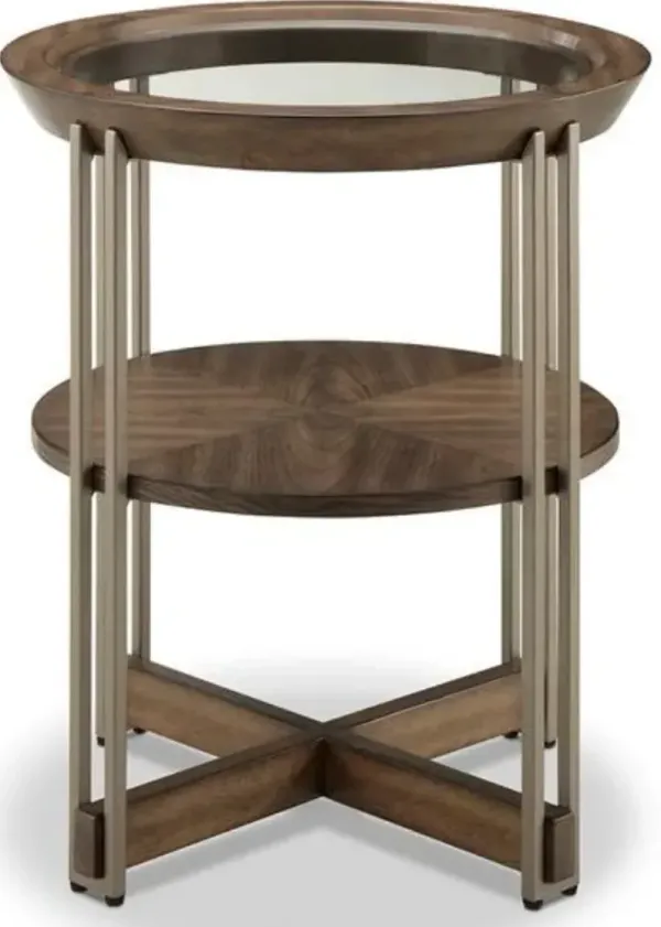 Magnussen Home® Elora Glass Top Round End Table with Walnut Frame