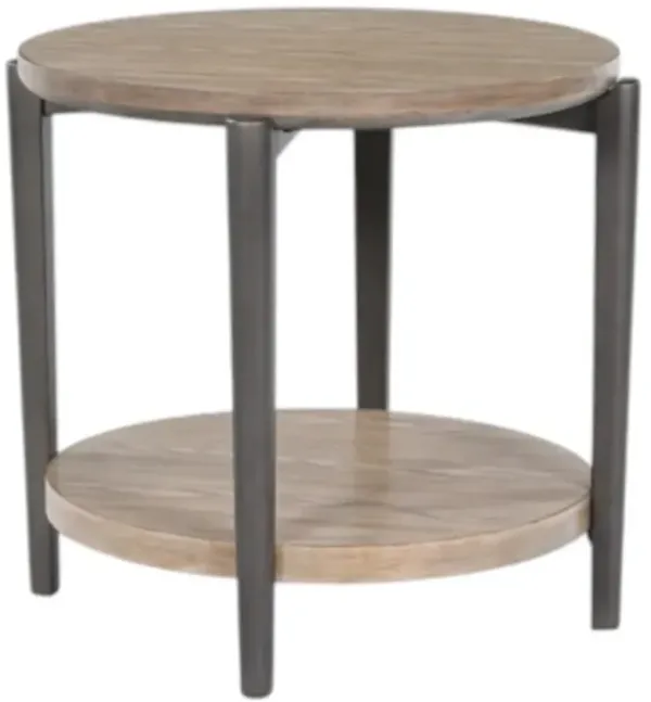 Signature Design by Ashley® Dyonton Light Grayish Brown Top End Table with Gunmetal Base