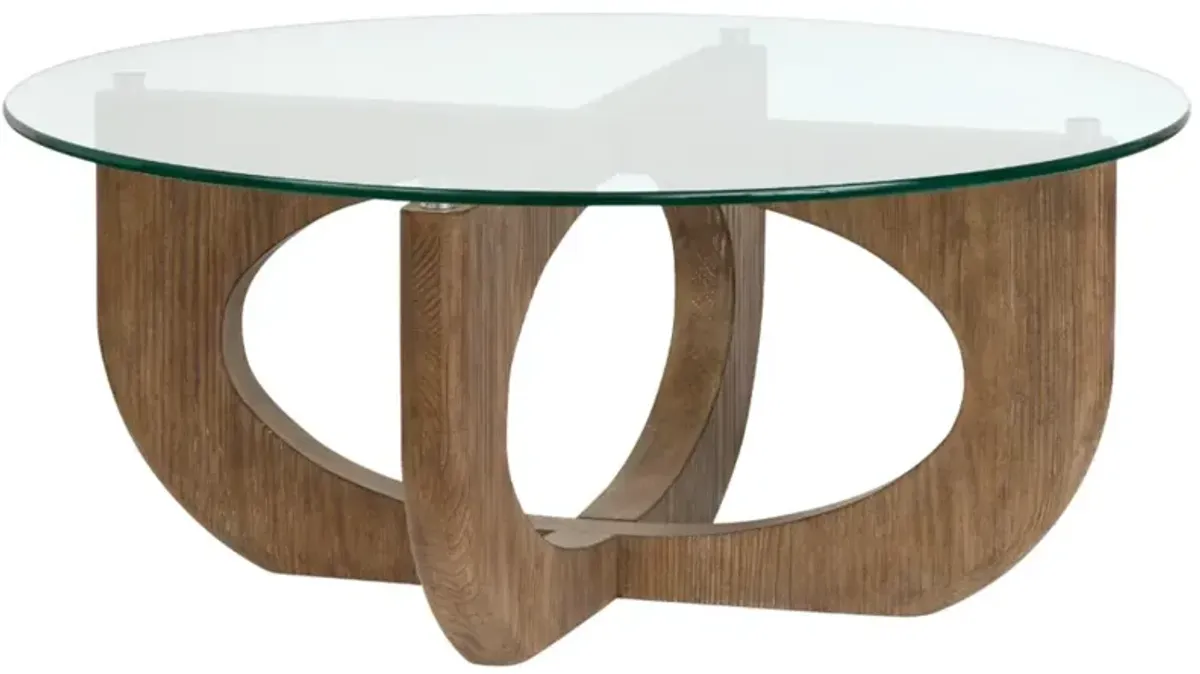 Magnussen Home® Lainey Glass Top Cocktail Table with Almond Base