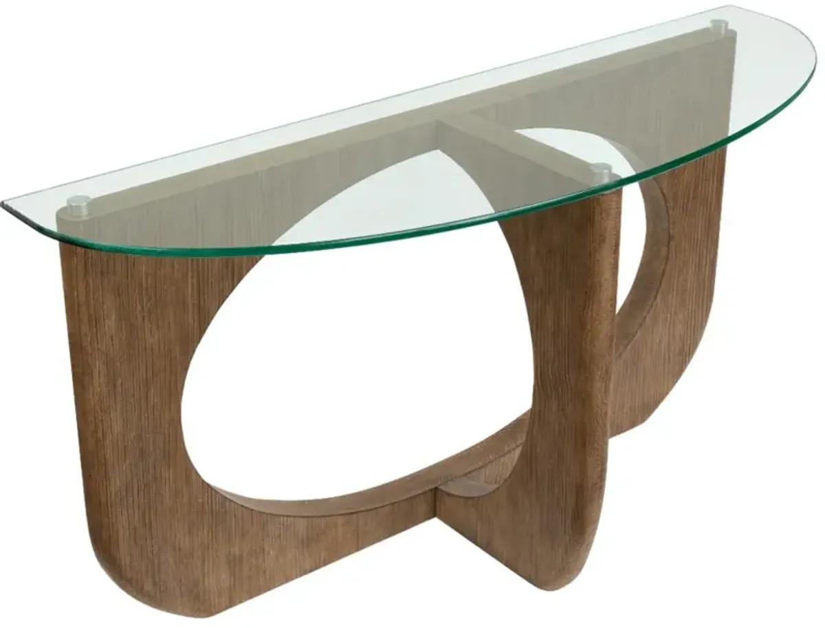 Magnussen Home® Lainey Glass Top Demilune Sofa Table with Almond Base