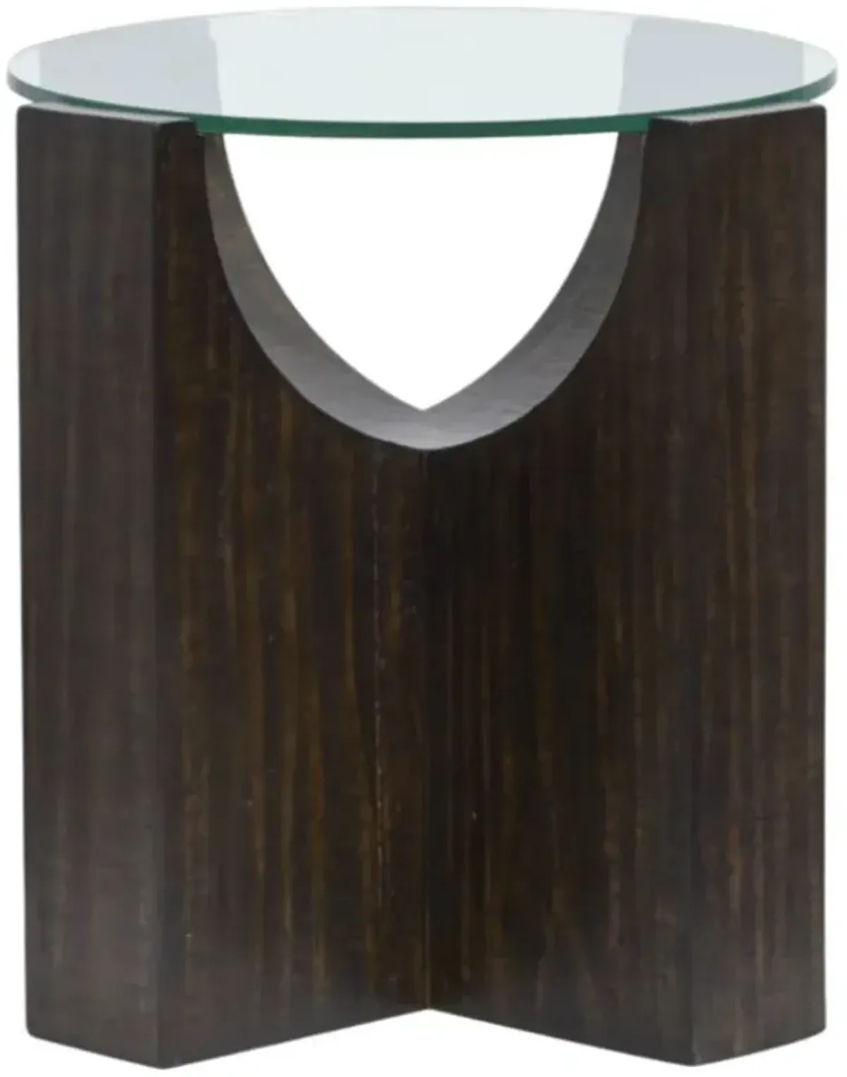 Magnussen Home® Beckham Glass Top Round End Table with Rustic Tavern Base