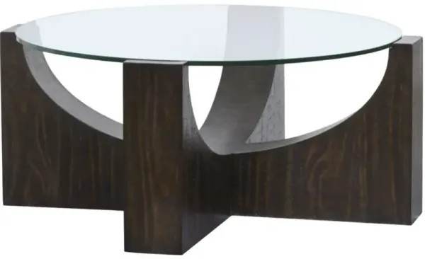 Magnussen Home® Beckham Glass Top Round Cocktail Table with Rustic Tavern Base