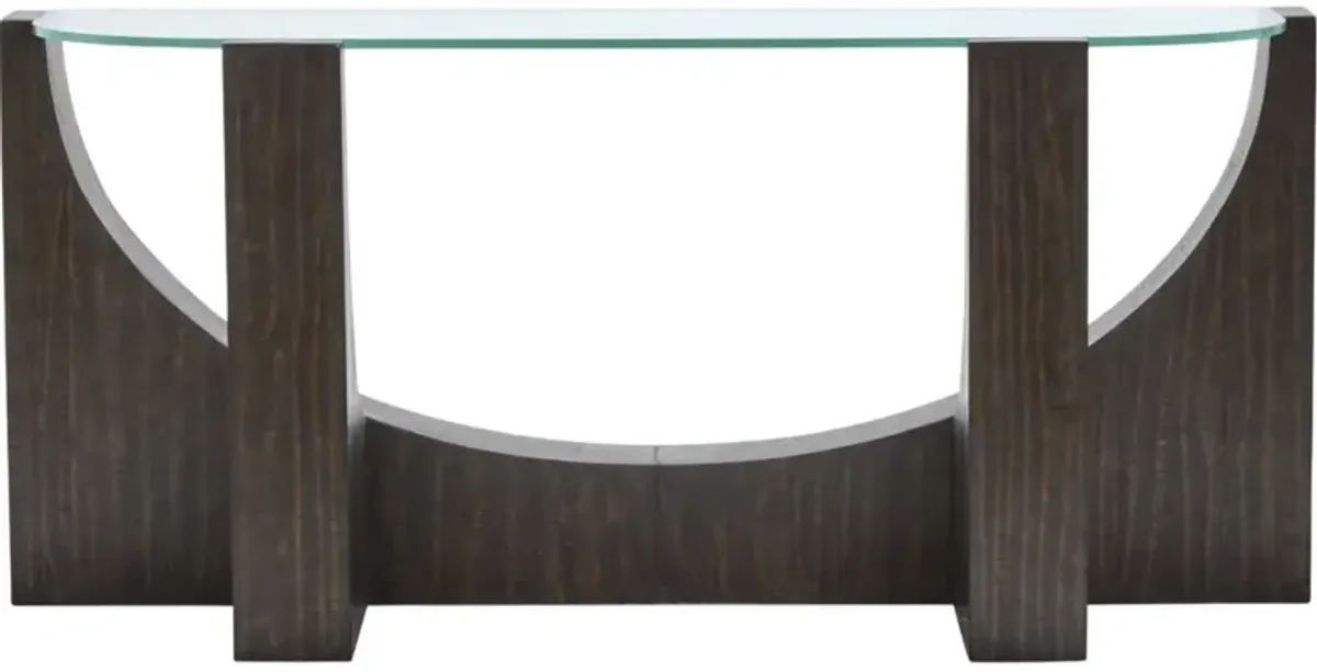 Magnussen Home® Beckham Glass Top Round Sofa Table with Rustic Tavern Base