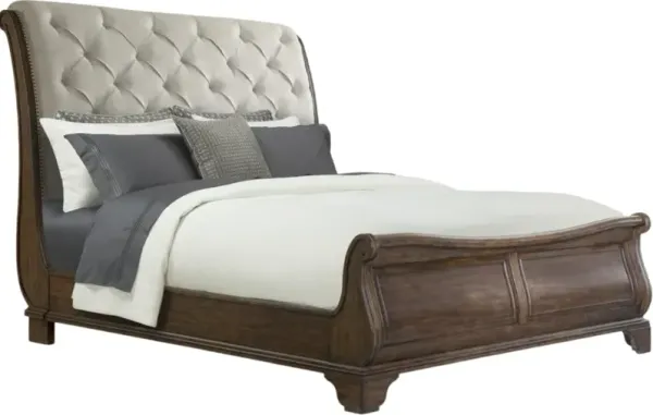 Legacy Classic Trisha Yearwood Home Dottie Coffee Upholstered King Sleigh Bed