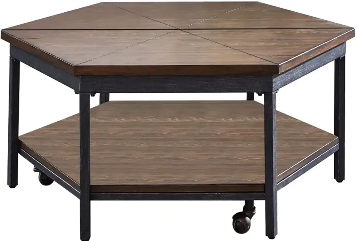 Steve Silver Co. Ultimo Mocha Hexagon Lift-Top Cocktail Table with Black Base