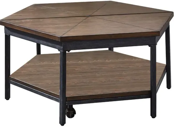 Steve Silver Co. Ultimo Mocha Hexagon Lift-Top Cocktail Table with Black Base