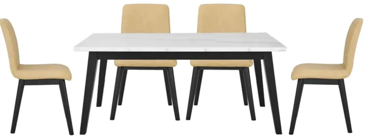Steve Silver Co. Vida 5-Piece Sand/White Dining Set with Black Base