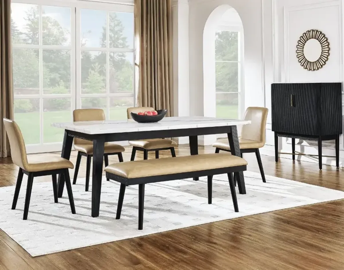 Steve Silver Co. Vida 5-Piece Sand/White Dining Set with Black Base