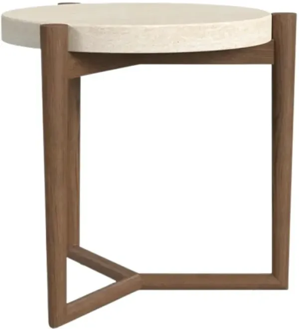 Flexsteel® Verona White Accent Table with Pebble Brown