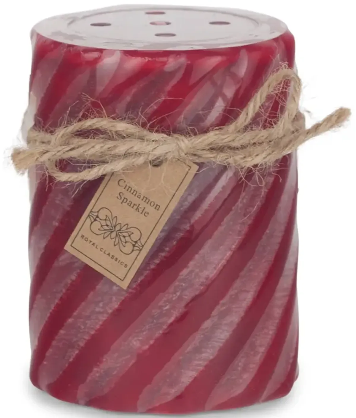 Red Cinnamon Gear Wheel Pillar Candle - Small
