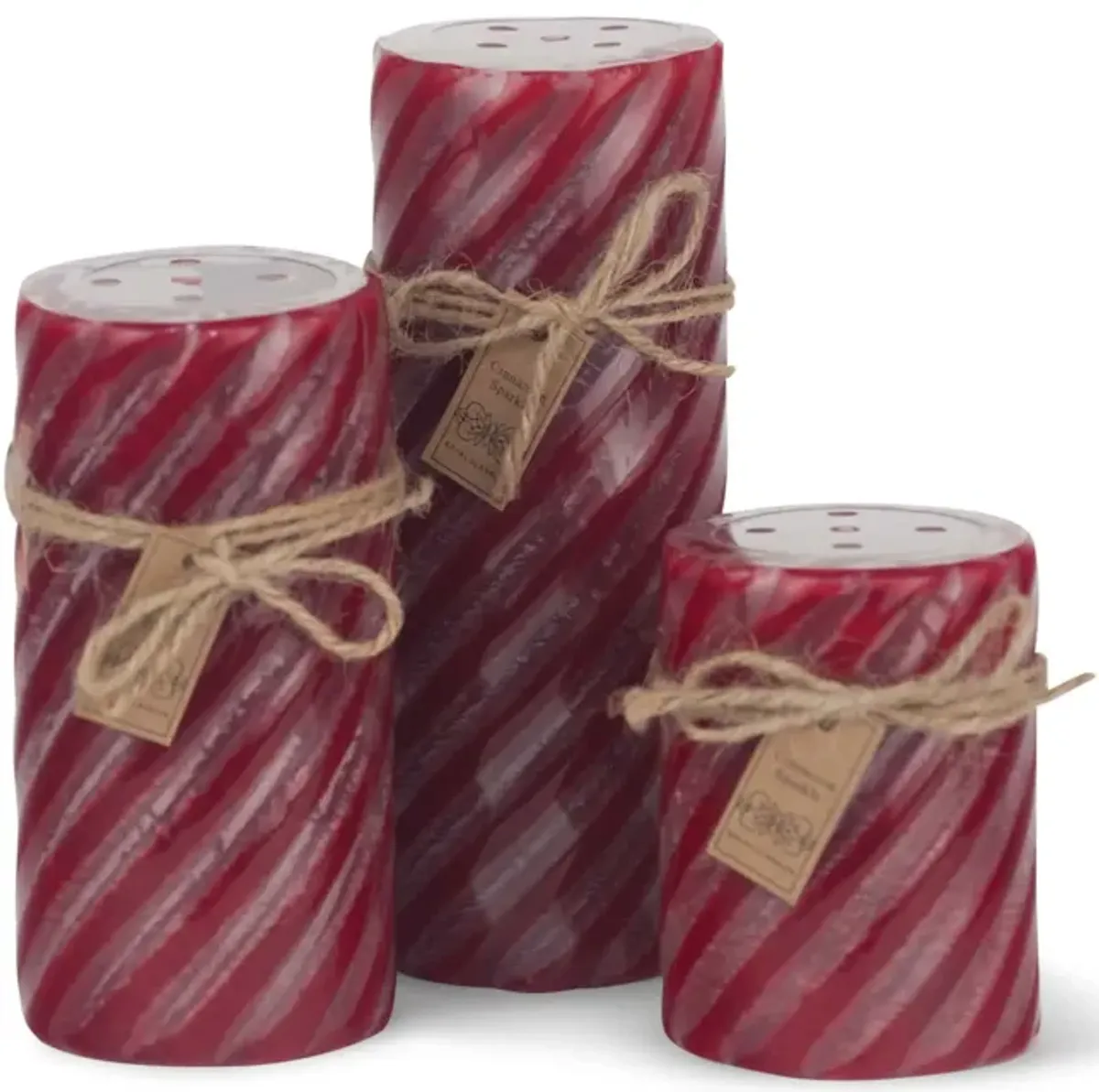 Red Cinnamon Gear Wheel Pillar Candle - Small