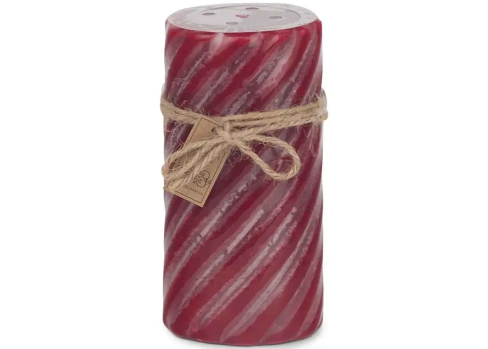 Red Cinnamon Gear Wheel Pillar Candle - Medium