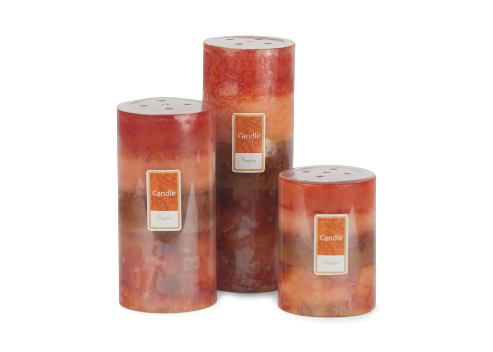 Orange Pumpkin Pillar Candle - Small