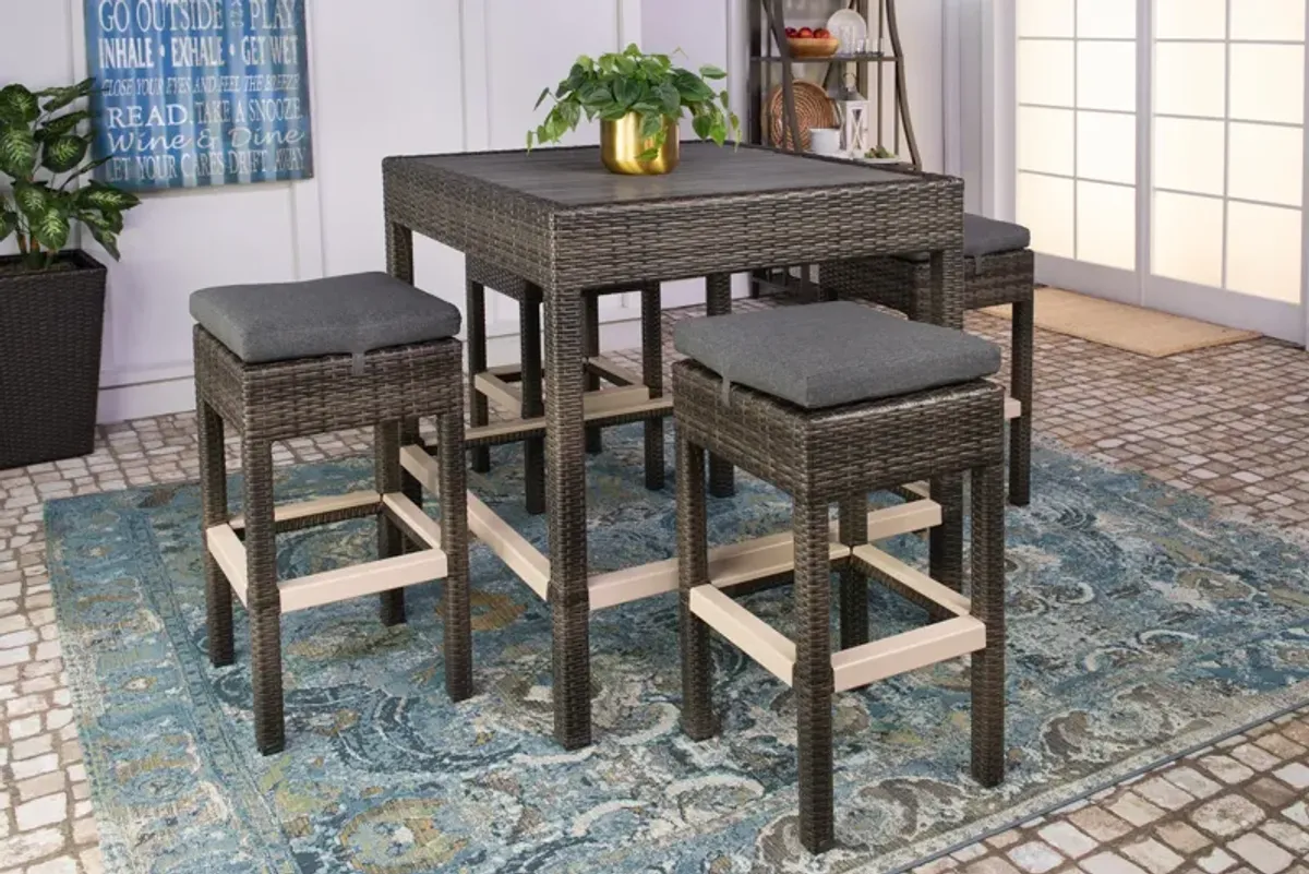 Vista Driftwood 5 Piece Patio Bar Set