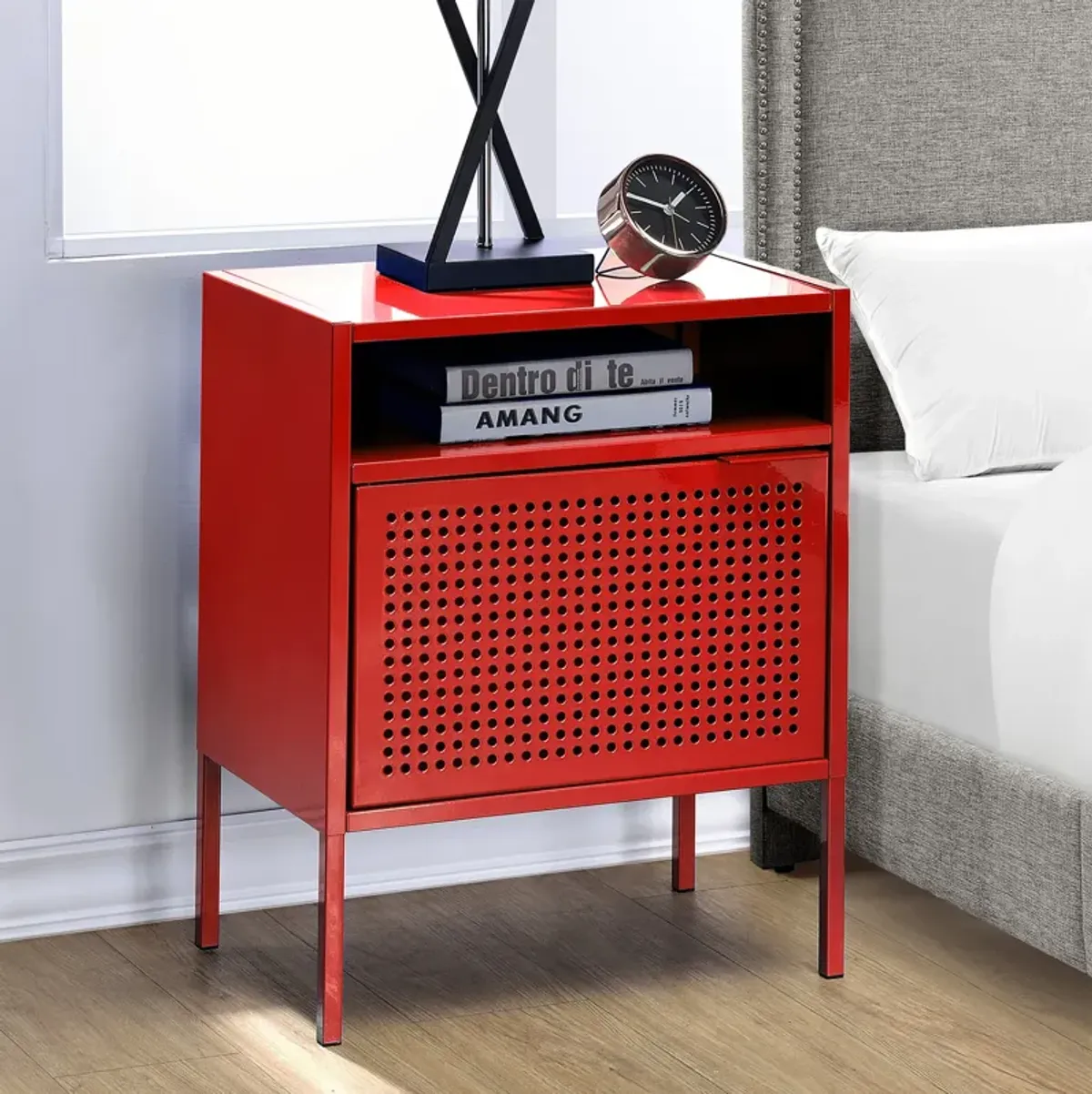 Jax Metal Nightstand - Red