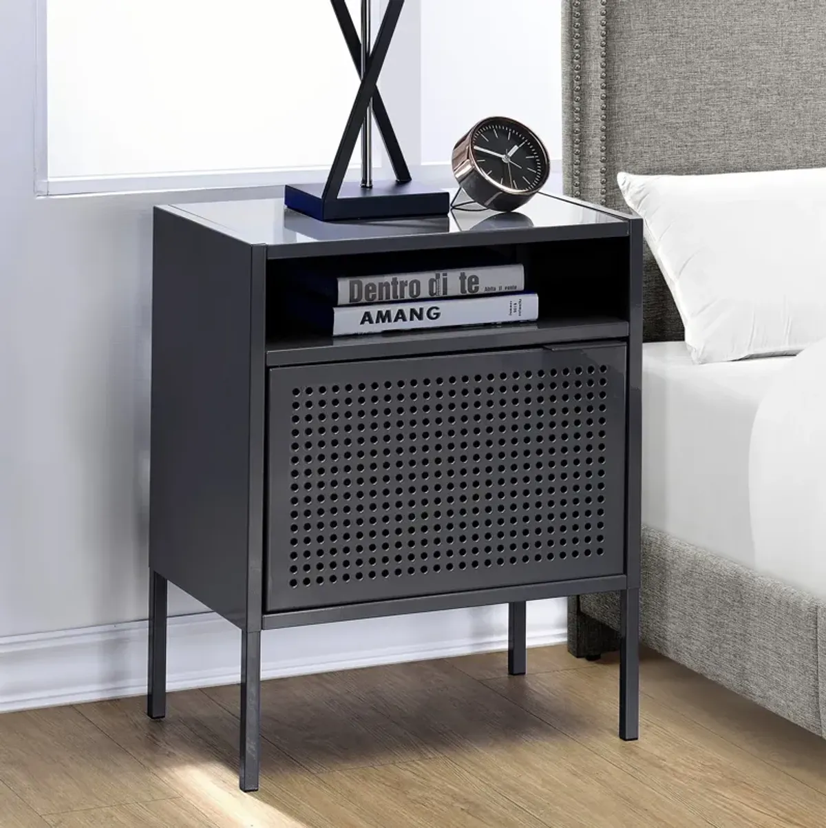 Jax Metal Nightstand - Grey 