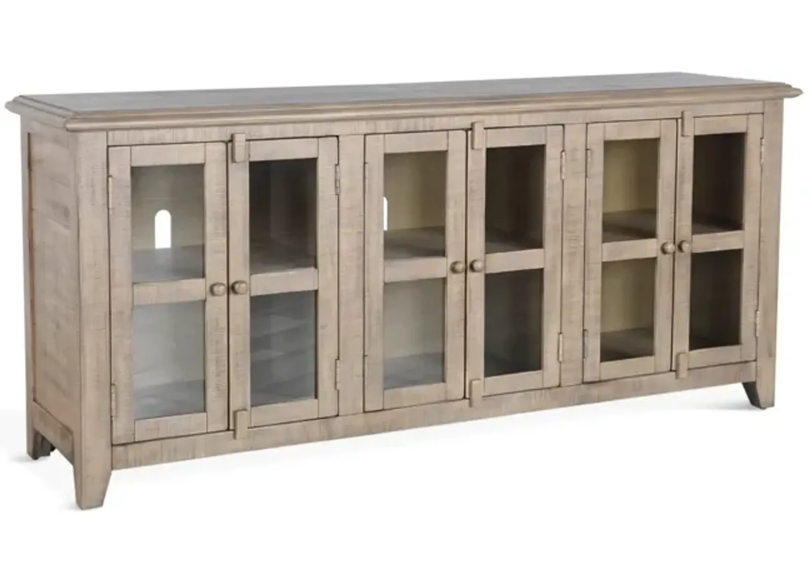 Captiva Glass Front Media Credenza - Beach Pebble