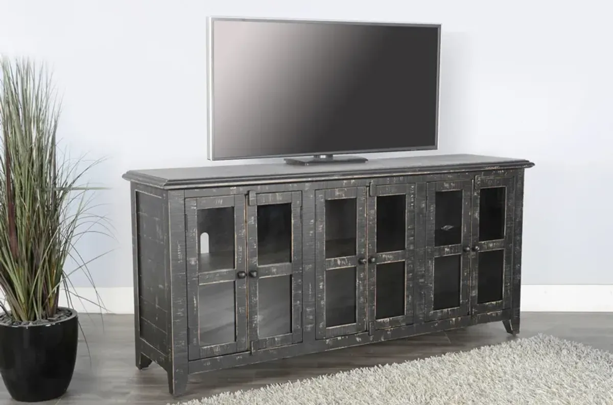 Captiva Glass Front Media Credenza - Black Sand