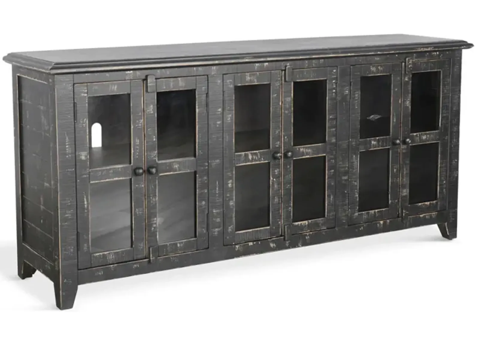 Captiva Glass Front Media Credenza - Black Sand