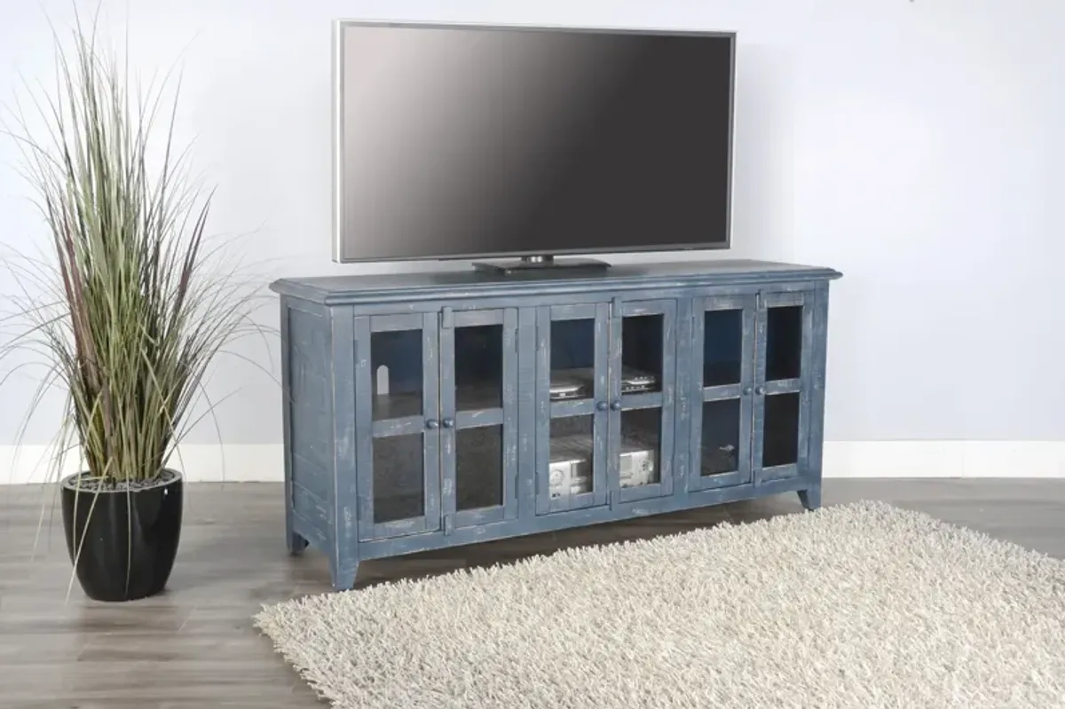 Captiva Glass Front Media Credenza - Ocean Blue