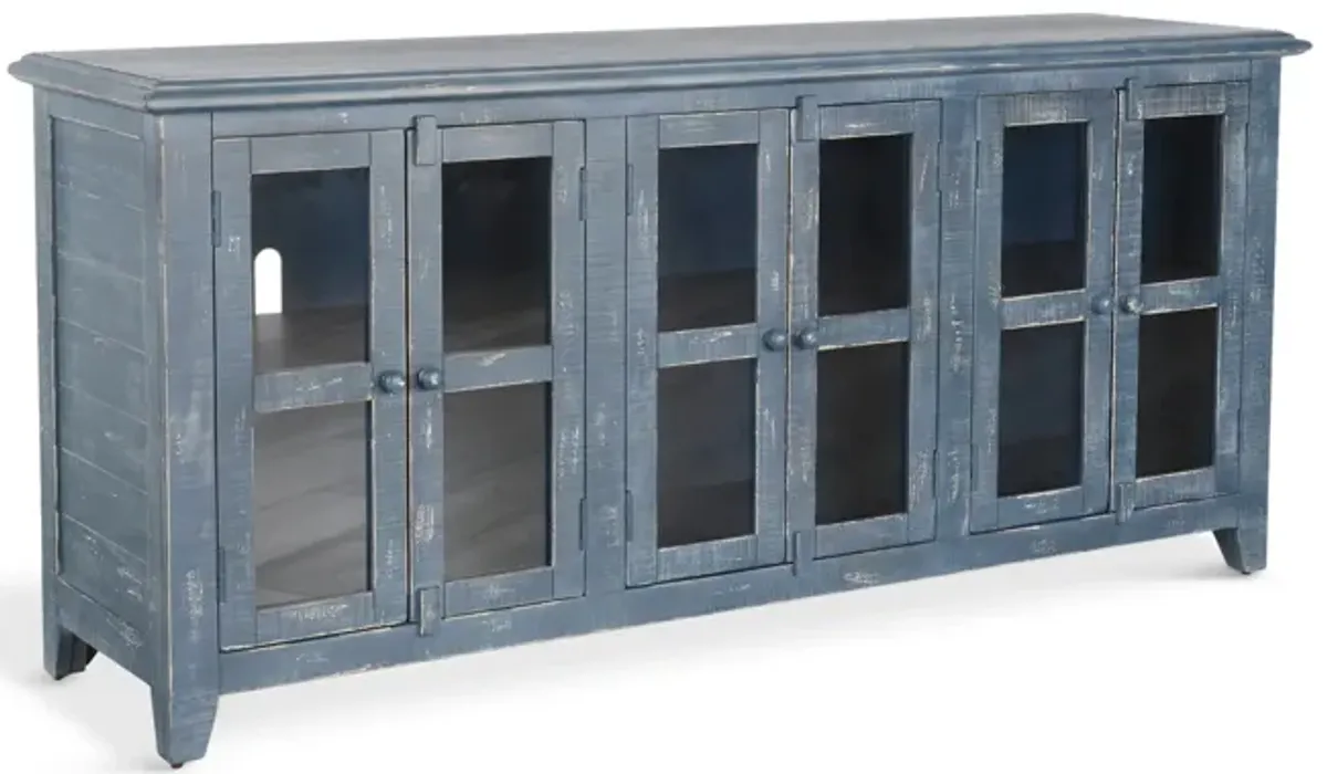 Captiva Glass Front Media Credenza - Ocean Blue