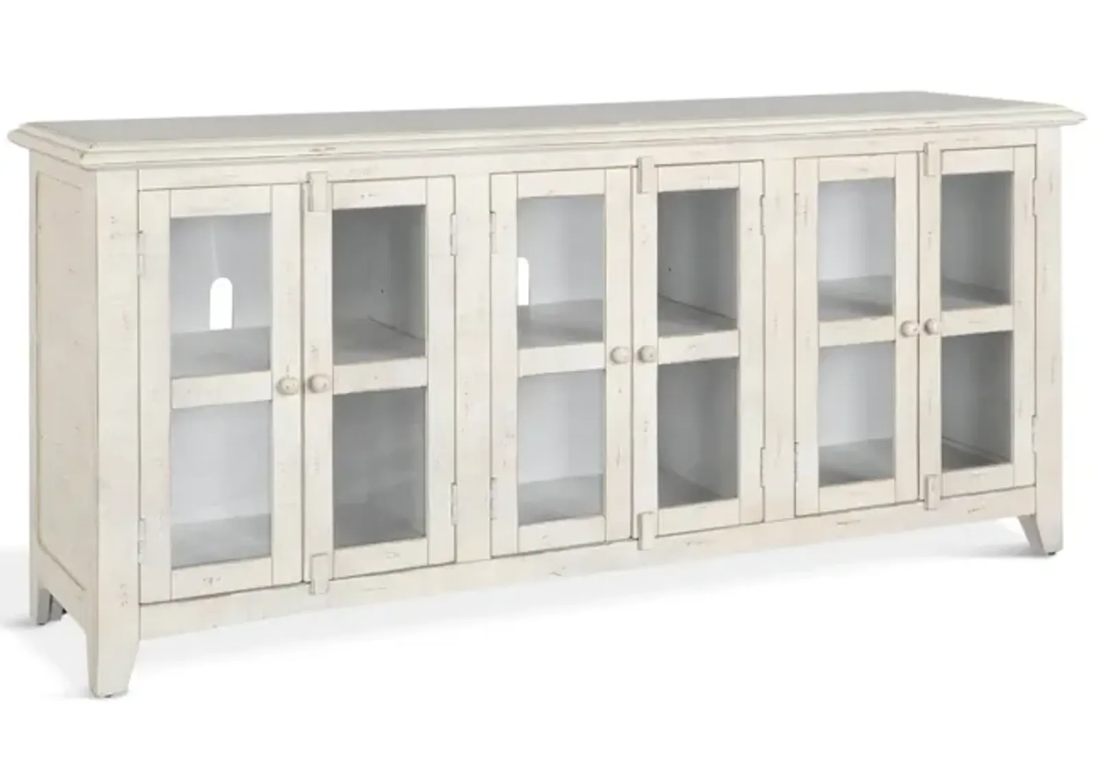 Captiva Glass Front Media Credenza - White Sand